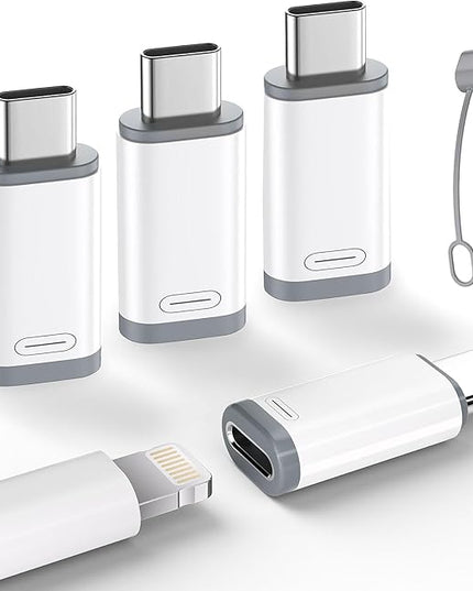 4 Pack Lightning to USB C Charge Adapter for iPhone 15/16/17 Pro Max/Plus S24 Support Charging & Data Transfer,Type C Charger Connector Cable-NOT Support Audio/OTG/Headphone/Earbud/Apple -Pencil