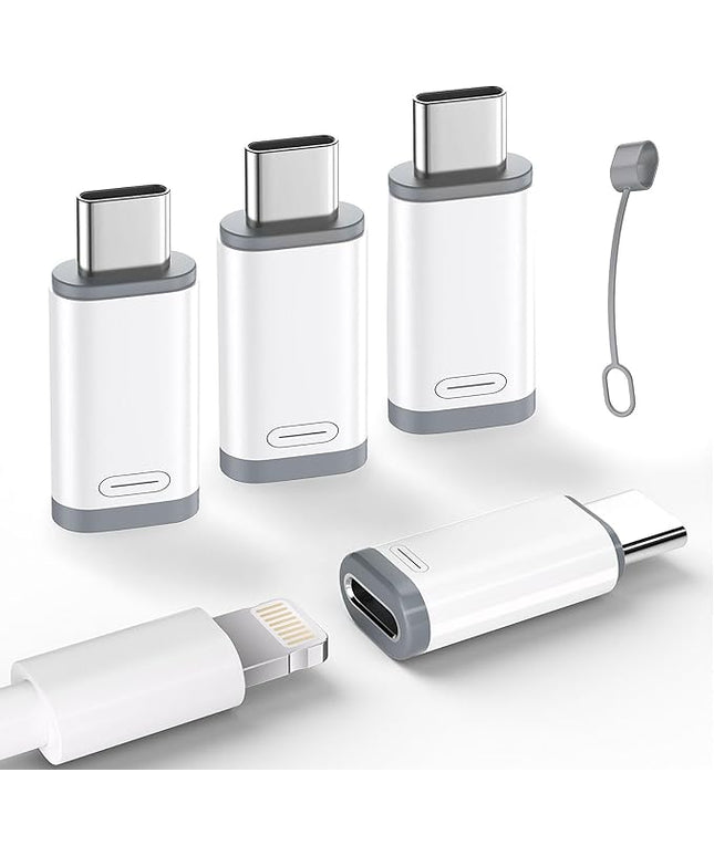 4 Pack Lightning to USB C Charge Adapter for iPhone 15/16/17 Pro Max/Plus S24 Support Charging & Data Transfer,Type C Charger Connector Cable-NOT Support Audio/OTG/Headphone/Earbud/Apple -Pencil