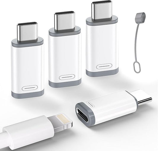 4 Pack Lightning to USB C Charge Adapter for iPhone 15/16/17 Pro Max/Plus S24 Support Charging & Data Transfer,Type C Charger Connector Cable-NOT Support Audio/OTG/Headphone/Earbud/Apple -Pencil