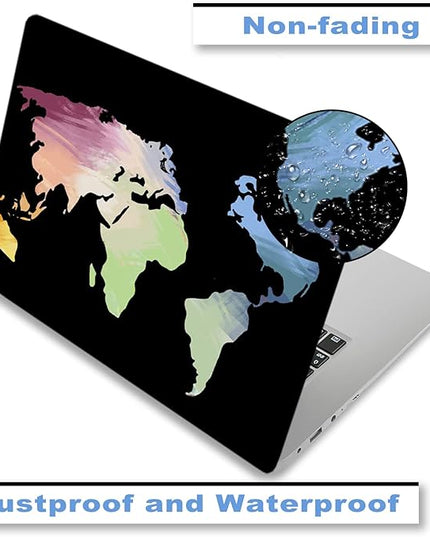 Laptop Skin Sticker Decal,12" 13" 13.3" 14" 15" 15.4" 15.6 inch Laptop Skin Sticker Cover Art Protector Notebook (2 Wrist Pad Skins Included), Decorative Removable, Colorful Map