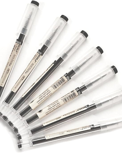 Gel ink Pen 0.35mm Black Liquid Ink Rollerball Gel Pens Quick Drying fine point Pens Ballpoint Japanese Pens Premium School Office student Exam Writing Stationery Supply 12 Pcs/Set (Black)
