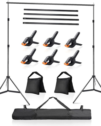 Photo Video Studio 10x7Ft (WxH) Adjustable Background Stand Backdrop Support System Kit with Carry Bag