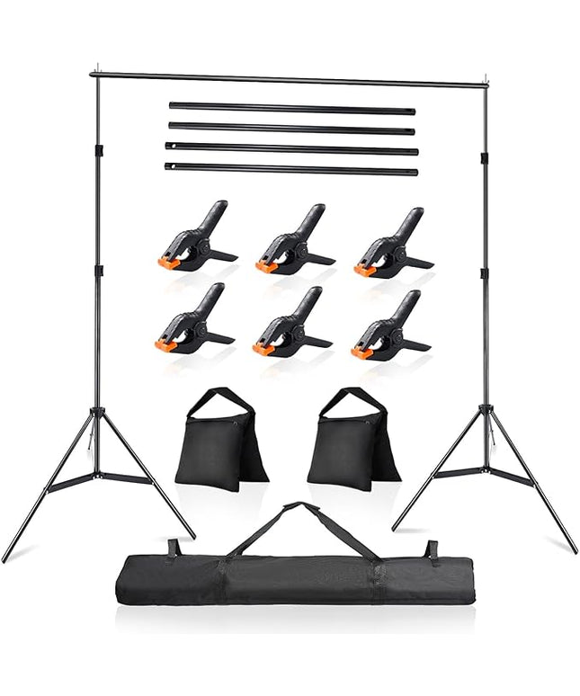 Photo Video Studio 10x7Ft (WxH) Adjustable Background Stand Backdrop Support System Kit with Carry Bag