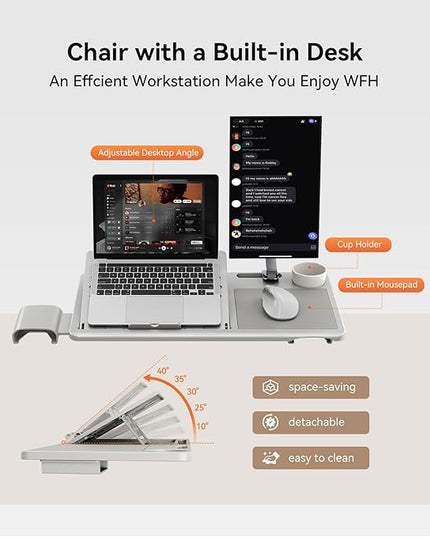 Newtral Ergonomic Office Chair - Home Office Desk Chair with Footrest, with Auto-Following Lumbar Support, 4D Armrest, Adjustable Seat Depth & Height