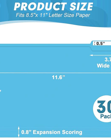 File Folder, HERKKA 30 Pack 1/3 Cut Tab File Folders, Letter Size, Assorted 6 Colors, Colored File Folders Designed for Office and Classroom Use