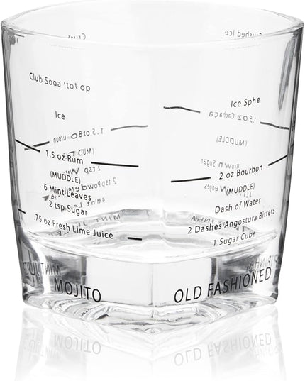 True Cocktail Rocks Glasses with Recipes for Old Fashioned, Mojito, Mint Julep & Caipirinha, Old Fashioned Glasses, Bar Glassware, 8.5 oz, Set of 4