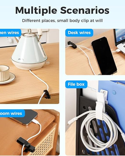 Movable Cord Holder for Nightstand, 2026 New Upgrade Cord Organizer Holder, Cable Organizers USB Cable Holder Wire Organizer Cord Clips, Cable Hider for Home, Office,Cubicle Accessories (3, White)