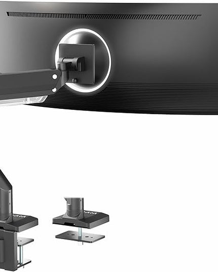 VIVO Premium Aluminum Monitor Arm for Ultrawide Screens up to 49 inches and 33 lbs, Heavy Duty Single Desk Mount, Pneumatic Height, Max VESA 100x100, Black, STAND-V101G1
