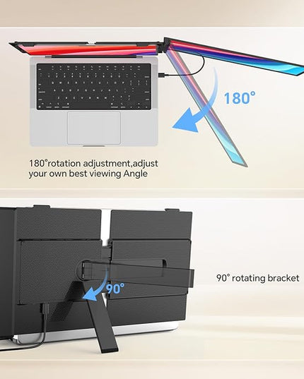 POTTMACEE 14.2" Laptop Screen Extender, 0.17" Ultra-Thin FHD 1080P IPS Portable Monitor for Laptop, Dual Screen Travel Monitor Extender, Plug-Play for Windows/Mac/Chrome, Fit 13”-17.3” Laptops