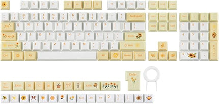 EPOMAKER Sunflower PBT Keycaps, 133 Keys, Cherry Profile, Dye Sublimation, ISO/ANSI Layout, 60%/75%/96%/Full Size, Custom Keyboard Keycaps Set for Mechanical Gaming Keyboard