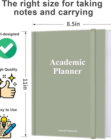 Academic Planner for 2026 or Anytime – 8.5" x 11" Undated Weekly Student Planner For Homeschool, High School, College & Nursing Students, 200 Pages, Green