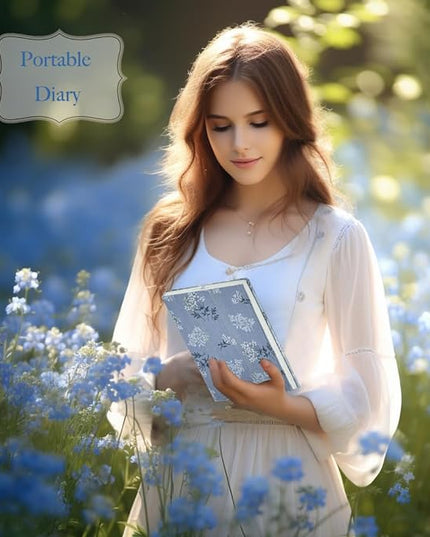 Floral Hardcover Journal for Writing, Lined Notebook for women, A5, 200 Pages, 6x8 Medium Size Notebook, Floret Printed Fabric Linen Personal Journal, Lay Flat Notebook, Reading Journal, Blue.