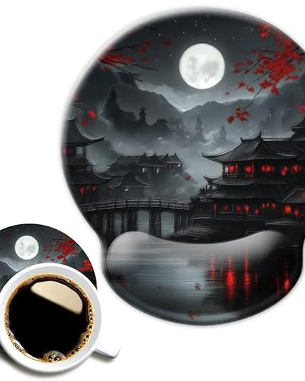 Ergo Comfort Gel Wrist Rest Mouse Pad-Ergonomic Office Mousepad with Wrist Support-Non-Slip, Design Desk Accessories Mat for Home&Game Decor Full Moon