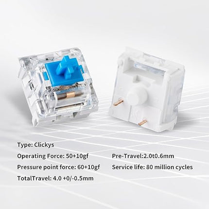 ELUTENG 110 PCS Switch Replacement 3 PIN Mechanical Keyboard Switches, Clicky, Accurate Typing, Dustproof,Universal Replacement Parts for Office and Gaming (Blue)
