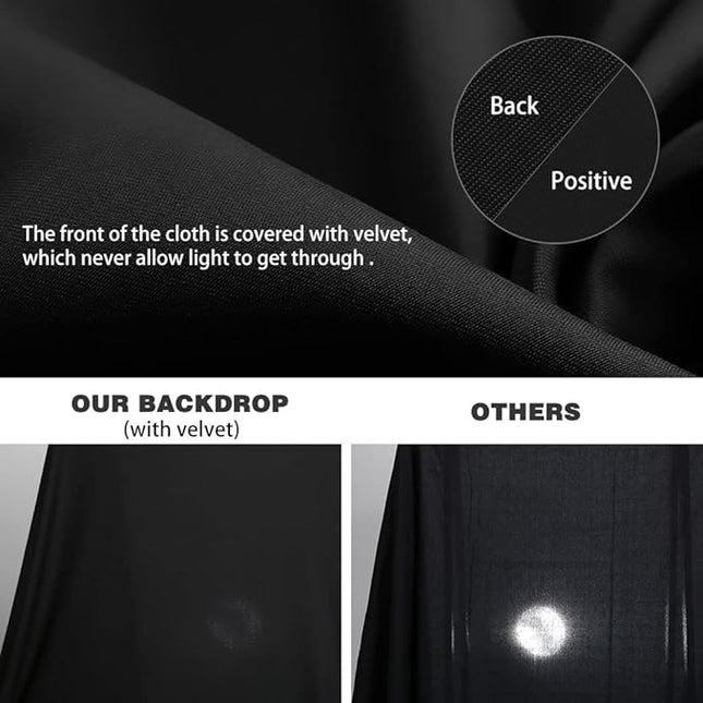 10X12ft Black Backdrop, LCUIRC Photo Backdrop Curtain Polyester Background for Portraits Pet Photoshoot and Birthday Party Halloween Decoration