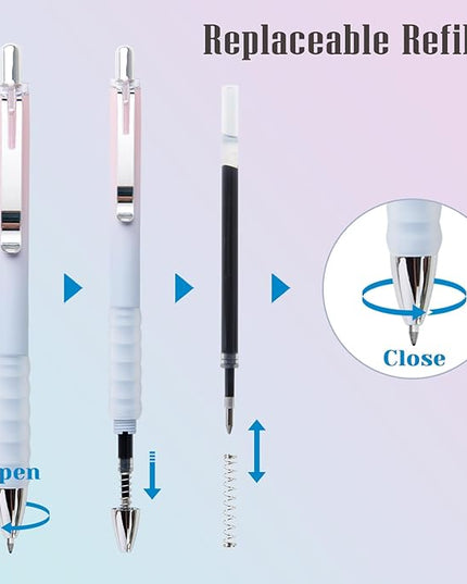 Aisibeiger Gel Pens Fine Point 0.7mm Black Ink Gel Pen Retractable Cute Pens for Smooth Writing School Office Supplies, Pack of 18