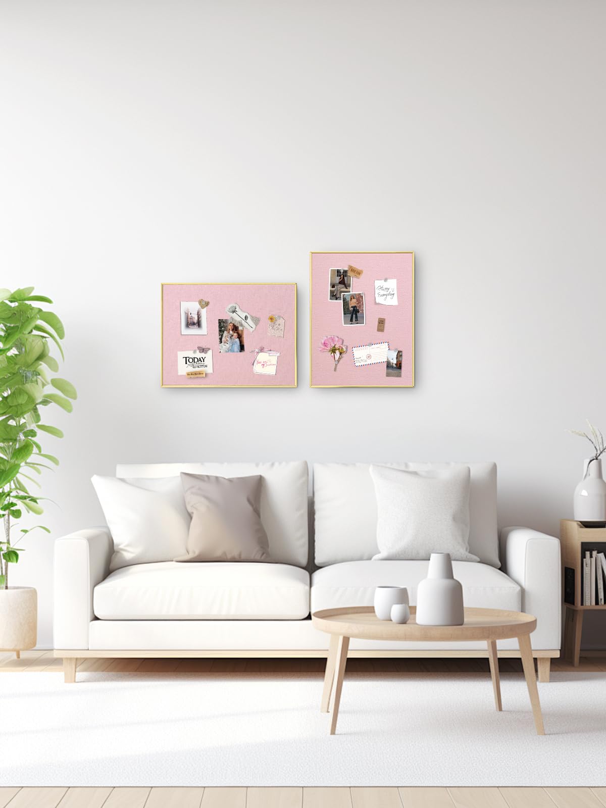 Aitakatta Bulletin Board with Golden Aluminum Frame, Pink Fabric Cork Board for Walls, 17 x 13 inches Pin Board with Push Pins for Office Home(G-AL,PK,4333)