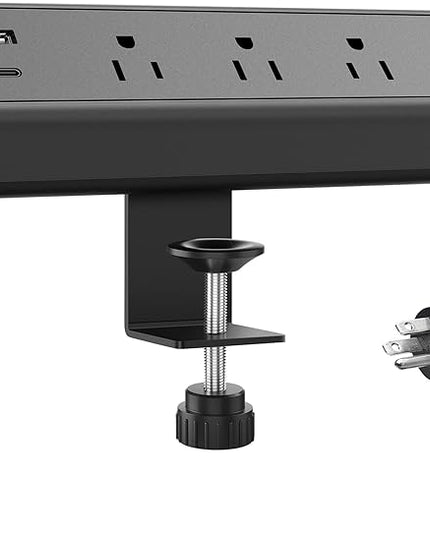 Jgstkcity Desk Clamp Power Strip,40W Total Fast Charging Station,2 PD 20W USB C Ports,Desk Edge Mount Surge Protector for Home, Office,3 Outlets,Fit 1.96" Tabletop Edge,ETL Listed