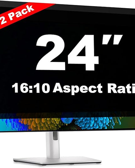 Pozlle 24 Inch Computer Privacy Screen Shield [2 Pack] for 16:10 Widescreen Desktop Monitor - Anti-Glare Blue Light Privacy Filter and Anti Spy Privacy Screen Protector Film