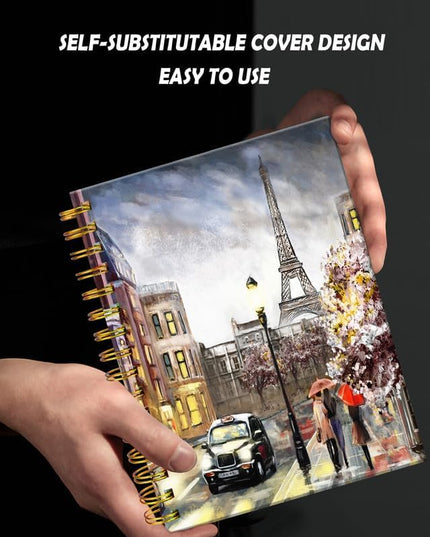 Spiral Journal Notebook for Women,A5 College Ruled Notebooks 6"x 8.4", 120 Pages (60 Sheets) Lined Journal with Premium Thick Paper,Perfect for School Office Home(Street in Paris)