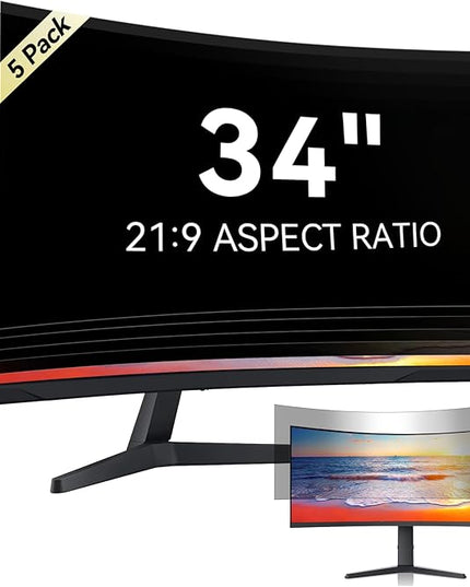 [5-Pack] 34 Inch Computer Privacy Screen for 21:9 Widescreen Monitor, Anti Glare Anti-UV Eye Protection Desktop PC LED Monitor Filter, Removable Anti-Scratch Screen Film 34in