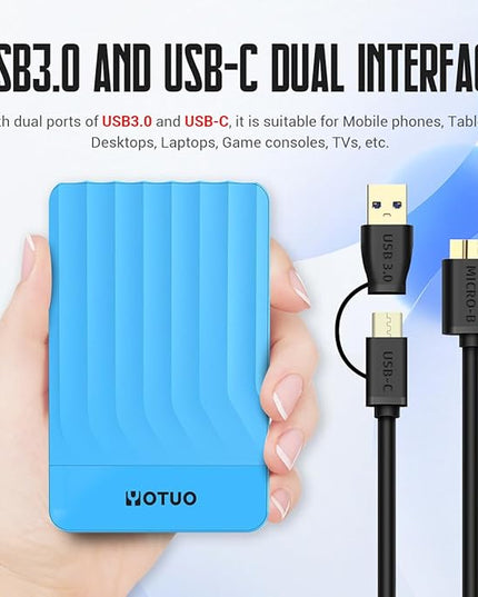 Portable External Hard Drive Storage Expansion Mobile HDD USB 3.0 for PC, Mac, Desktop, Laptop, PS4, PS5, Xbox One X/S, Xbox 360, Xbox Series X/S, Office & Game (Blue, 500GB)
