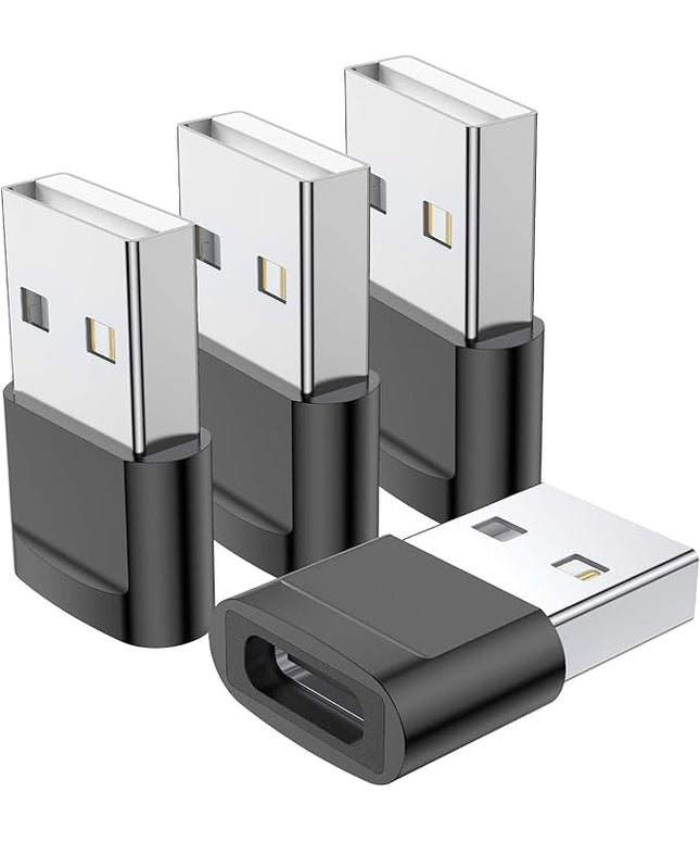 USB C Female to USB Male Adapter (4-Pack),Type C to USB A Charger Adapter for Apple iWatch Watch Series 7 SE,iPhone 11 12 13 14 15 Pro Max,Samsung Galaxy S24 S23 S22 S21 Ultra,Google Pixel,iPad Pro