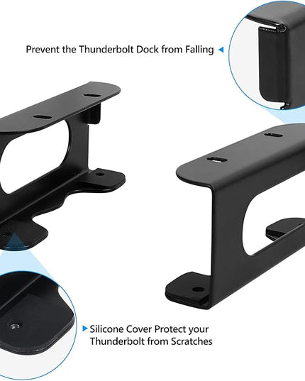 Under Desk Holder for Thunderbolt 4 Dock/Thunderbolt 3 Dock and Power Cable, Under Desk Iron Storage Rack for TS4 / TS3 Plus, No Drill, Easy Install with All Hardware Included