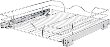 OCG Pull Out Cabinet Organizer (11.75" W x17 D), Pull out Shelves for Kitchen Cabinets, Slide Out Drawers for Base Cabinet Organization in Kitchen Bathroom Pantry, Bottom Mount, Chrome Finish