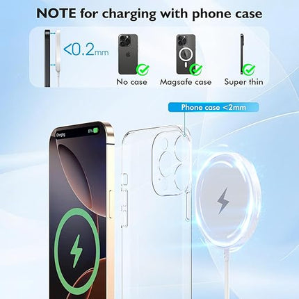 [Apple MFi Certified]Magnetic Wireless iPhone Charger Magsafe Charger,6FT 15W Fast Phone Charging Pad Wireless Magnetic Charge for iPhone 17/17Air/16 Pro Max/16 Plus/15 Pro Max/14/13/12/AirPods3/2/Pro