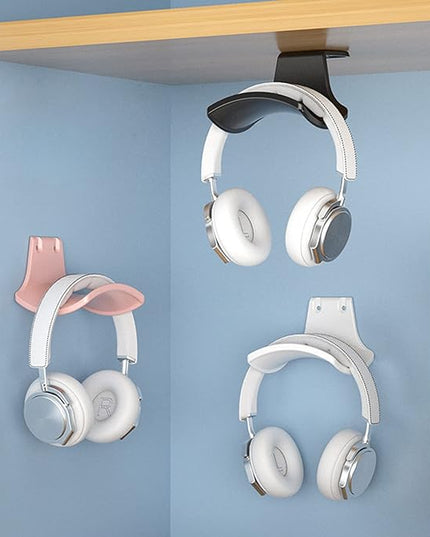 SIROLISA 2-Pack Headphone Stand Hanger Wall Hooks, Save Space Headset Stand Holder for Universal Gaming Headset Airpods Max Sony Bose Beats, Strong Adhesive with Screws, White