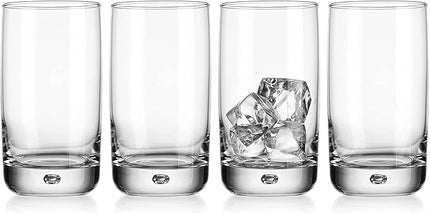Set of 4 Highball Glasses 16 Oz Collins Cocktail Drinking Glass Cups, Bubble Base Glassware for Water, Juice, Cocktails, Beer Pint Glasses, Modern Basic Tumblers.