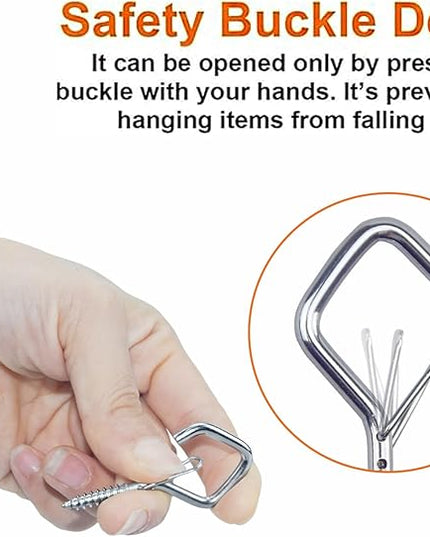 10 PCS Eye Screw Hooks for Hanging Heavy Duty with Safety Buckle.Metal Ceiling Hooks for Hanging Plants,Cup,Wind Chime,Bird Feeders,christmas String Lights at Indoor&Outdoor,2.36 Inch(No Drill Bit)