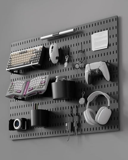 Gliging Controller and Keyboard Holder Wall Mount, Modular Gaming Pegboard with Accessories, Wall Organizer Peg Board for Keyboard Xbox PS5 PS4 Switch, Video Game Storage(33″×22″)