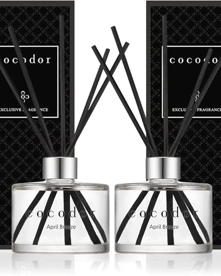 COCODOR Signature Reed Diffuser Set/April Breeze / 6.7oz /2 Pack/Home Fragrance Diffuser, Oil Scent Diffuser for Bathroom Shelf Decor