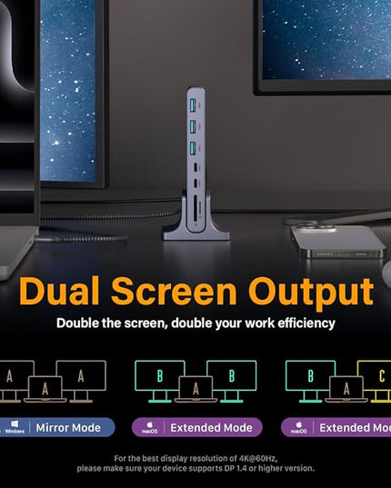 ADAM elements Mac & Laptop USB-C Hub/Docking Station – HUB Pro S USB-C 12-in-1 Multi-Ports Hub for M3/M2/M1 Mac & iPad/Laptop