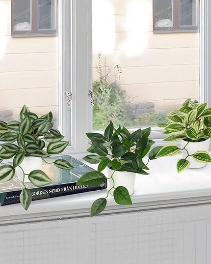 Hollyone Fake Plants 6 Pack Artificial Plants Indoor Faux Plant Small Fake Potted Plant for Home Aesthetic Living Room Bathroom Desk Shelf Office Decor