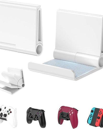 4 Pack Foldable Controller Wall Mount Holder for Xbox PS5 PS4 PS3 Switch Pro Strong Adhesive/Screw Upgraded Controller Stand Hanger with Anti-slip Pad Universal Gaming Remote, Headphone Accessories