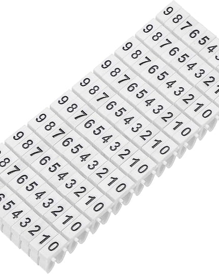 MECCANIXITY 100Pcs Wire Label, 0-9 Digital Cable Labels Tags M-2 Type Cable Numbers Markers for Identification Troubleshooting Maintenance of Wires, White