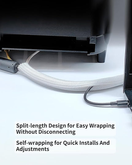 Cable Management Split Wire Loom Sleeve - Cord Hider & Protector for Desk, Pet Chew Proof, Wire Cover Organizer, Flexible Tube for Wires and Cables (1/2 Inch 12FT, White)