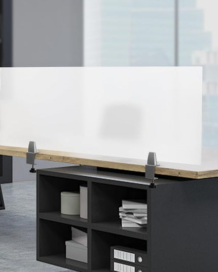 Frosted Acrylic Desk Divider 47''L x 18'' W, Desk Privacy Panel with 2 C-Type Clamps, Office Desk Partition Table Privacy Screen for Students Classrooms Offices Study Room(Translucent)