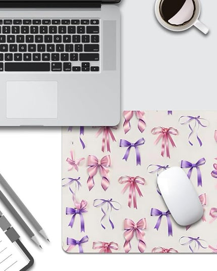 Coquette Girlie Pastel Bows Square Mouse pad, Texture, Waterproof, Anti Slip Rubber Base, Computer Mouse pad, Laptop Mouse pad