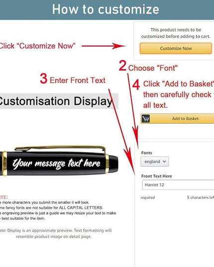 Ancolo Personalized Promotion Pens - Advertising Buesiness Gift Office Writing Set- Engraved with Your Message Name Company Team Name, Phone Number Perfect for Business Men 5 Pens/BOX