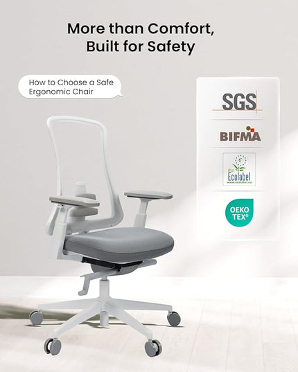 ProtoArc Ergonomic Office Chair - Flexer Pro Mesh Desk Chair with Lumbar Support, Slide Seat & 4D Armrests, Breathable Mesh from Wintex, Tilt Lock, Metal Base | for Home & Computer Work - White