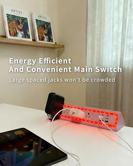 Desk Clamp Power Strip with Nightlight, 40W Fast Charging, 6FT Extension Cord, 4x20W USB-C & 2 USB Ports, 5 AC Outlets, Fits 1.69-Inch Table Edges