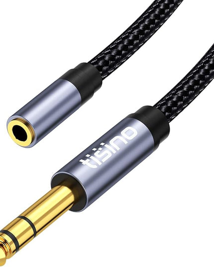 Tisino 1/4 to 3.5mm Headphone Adapter, 1/4" Male to 1/8" Female Extension Audio Cable for Headphones, Amplifiers, Guitar Amp, Keyboard Piano, Home Theater, Speaker, Mixing Console - 10 feet