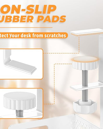 Under Desk Cable Management Tray, 15.7'' No Drill Steel Desk Cable Organizers, Wire Management Tray Cable Management Rack (1 Pack-White)