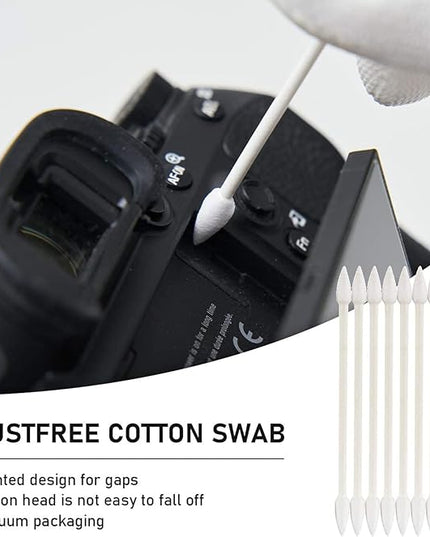 VSGO V-R01E Dust Free Cotton Swabs with Paper Sticks, Vacuum-Packed Microfiber Swabs Rods for Camera, Electronics, Keyboards, Handicrafts, Printers Cleaning