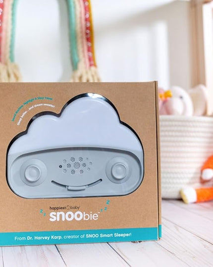 Happiest Baby SNOObie Smart White Noise Machine - Portable Baby Sound Machine with Night Light - 12 Soothing Sounds for Sleep Training, Grey