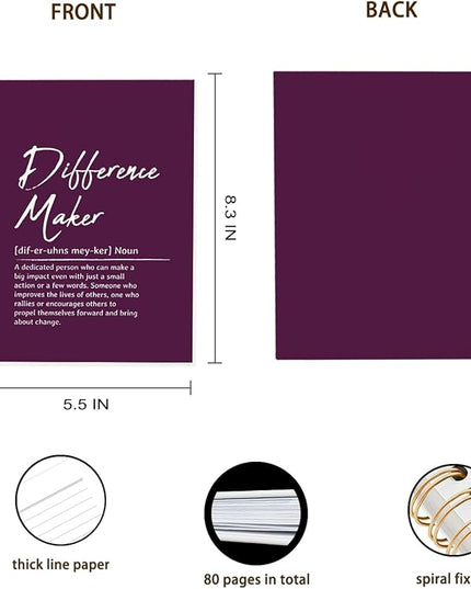OXW Purple Meeting Notebooks for Work, Difference Maker Gift Office Work Notebook Journal for Writing Note Taking, Thank You Gifts for Women Men Leader Boss Mentor Manager Principal, 5.5"x8.3"